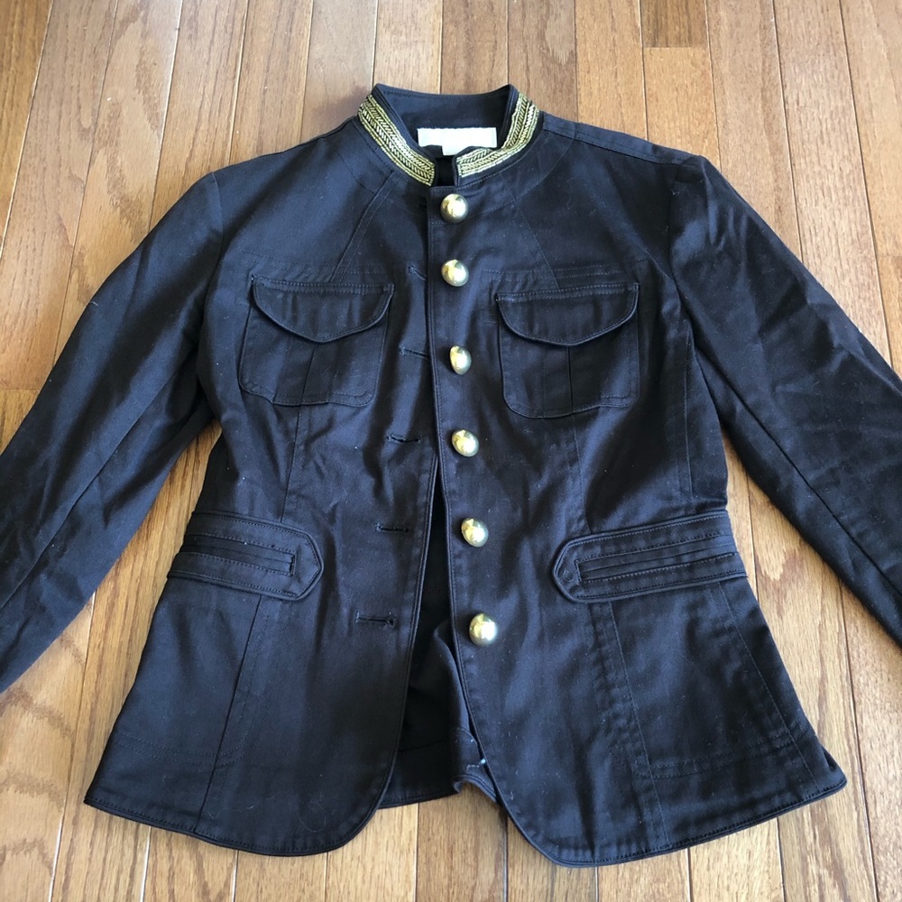 Brown Michael Kors Military Jacket with Gold Beads